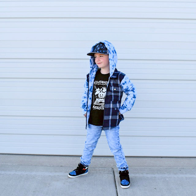 Navy Tie Dye Flannel Jacket