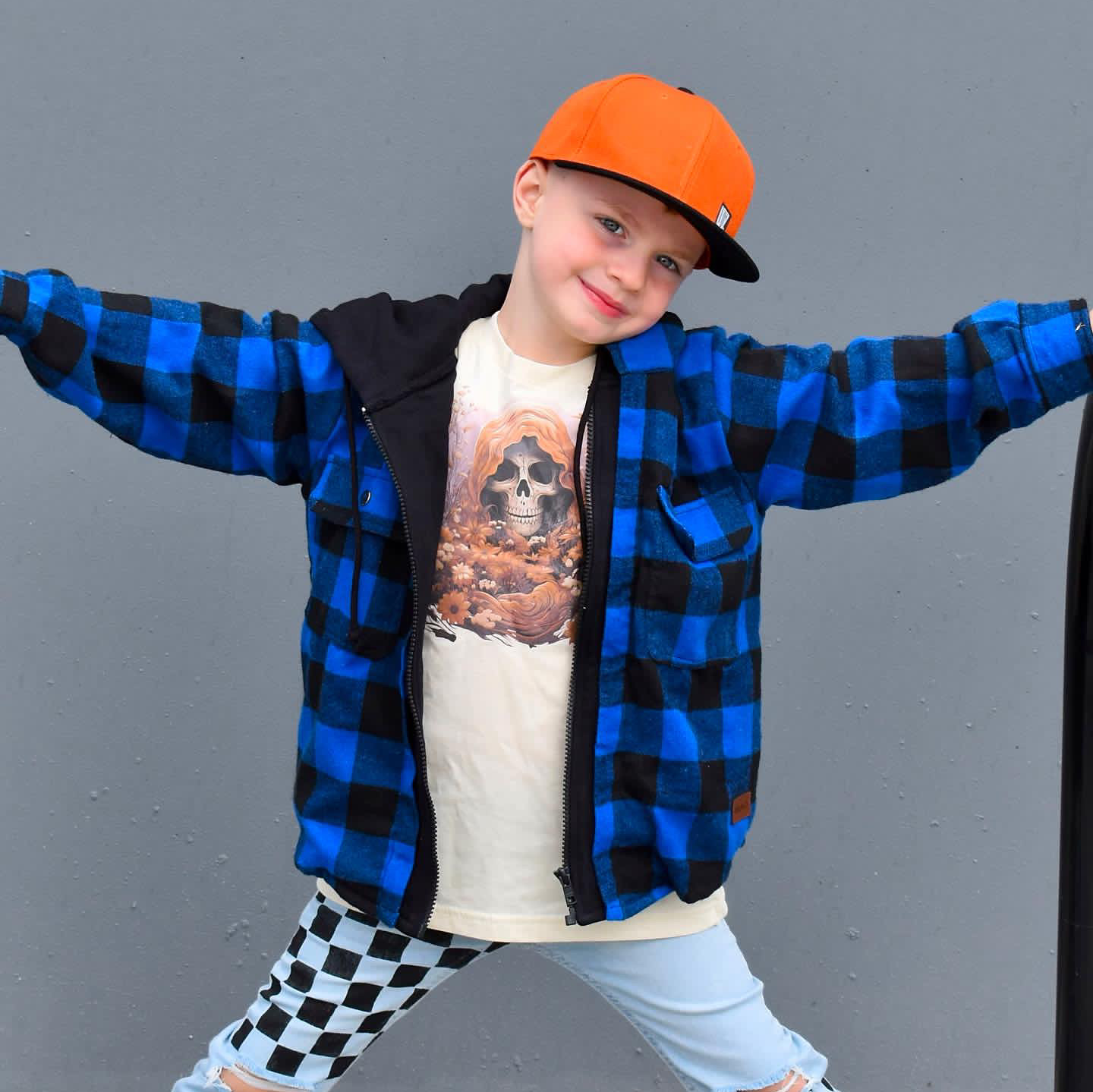 Blue zip flannel jacket