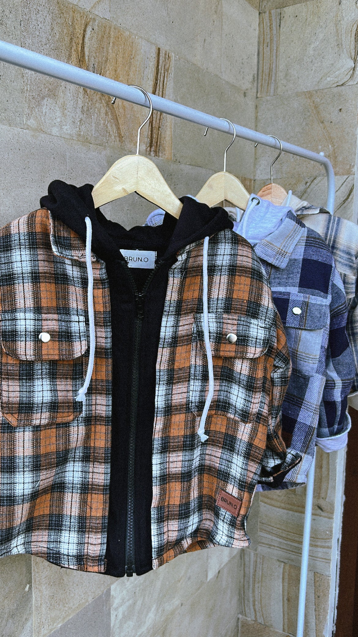 Orange Zip Flannel Jacket