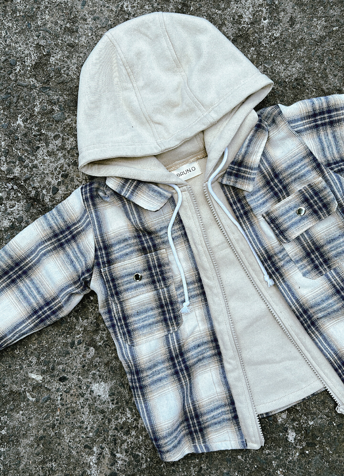 Cream Zip Flannel Shacket