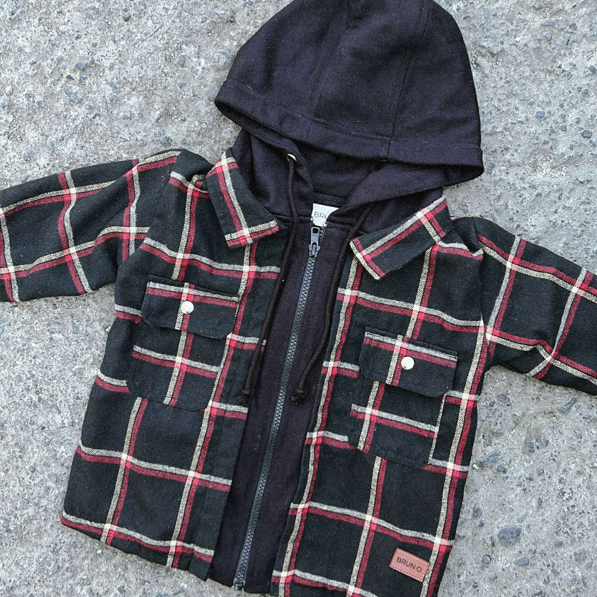 Black Zip Flannel Jacket