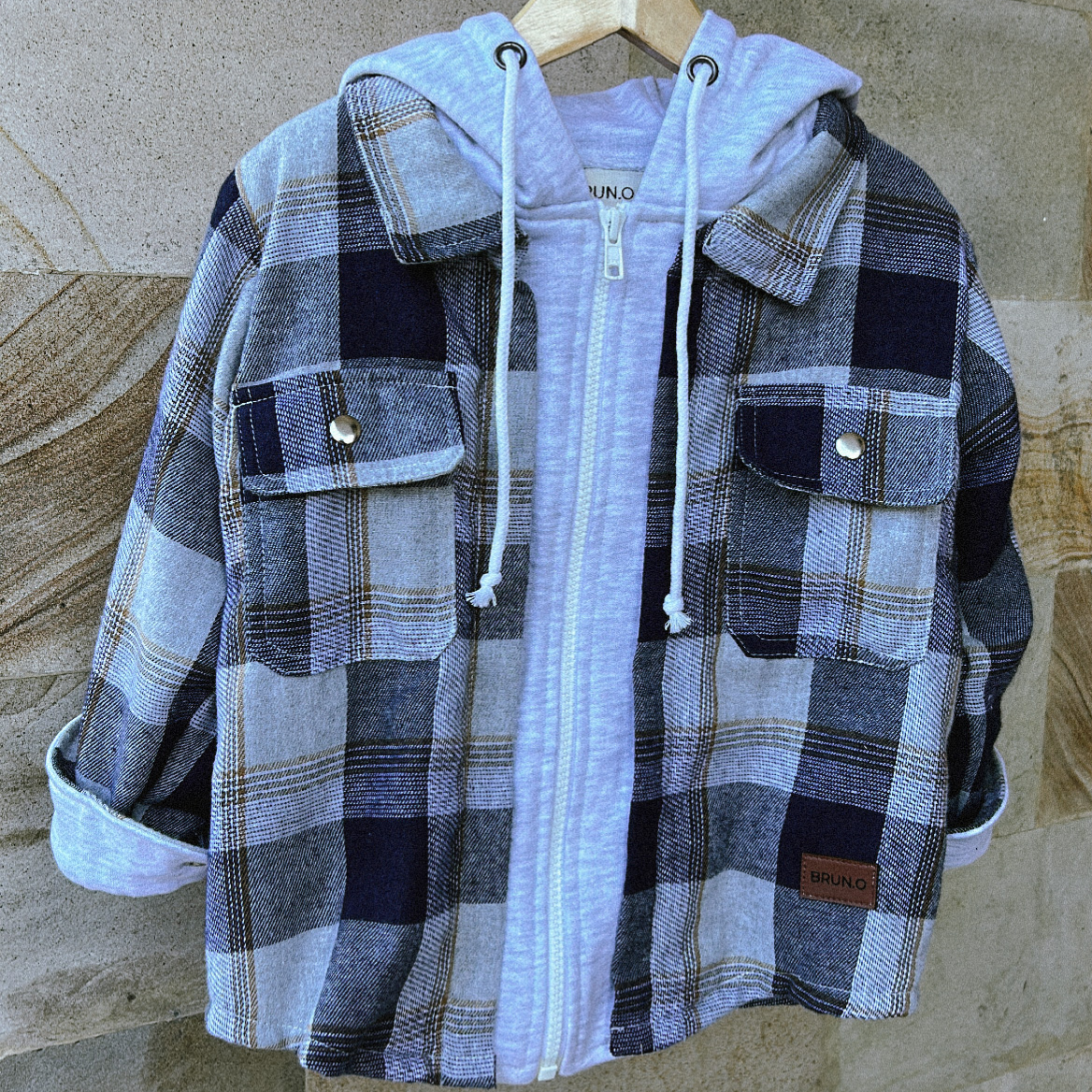 Blue Denim zip Flannel Jacket