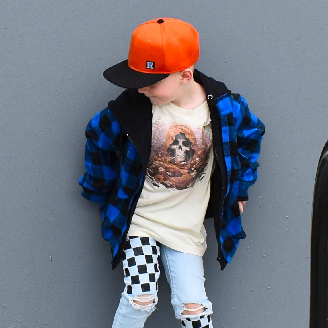 Blue zip flannel jacket