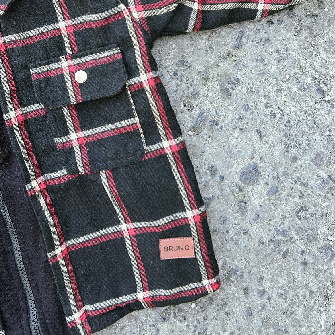 Black Zip Flannel Jacket