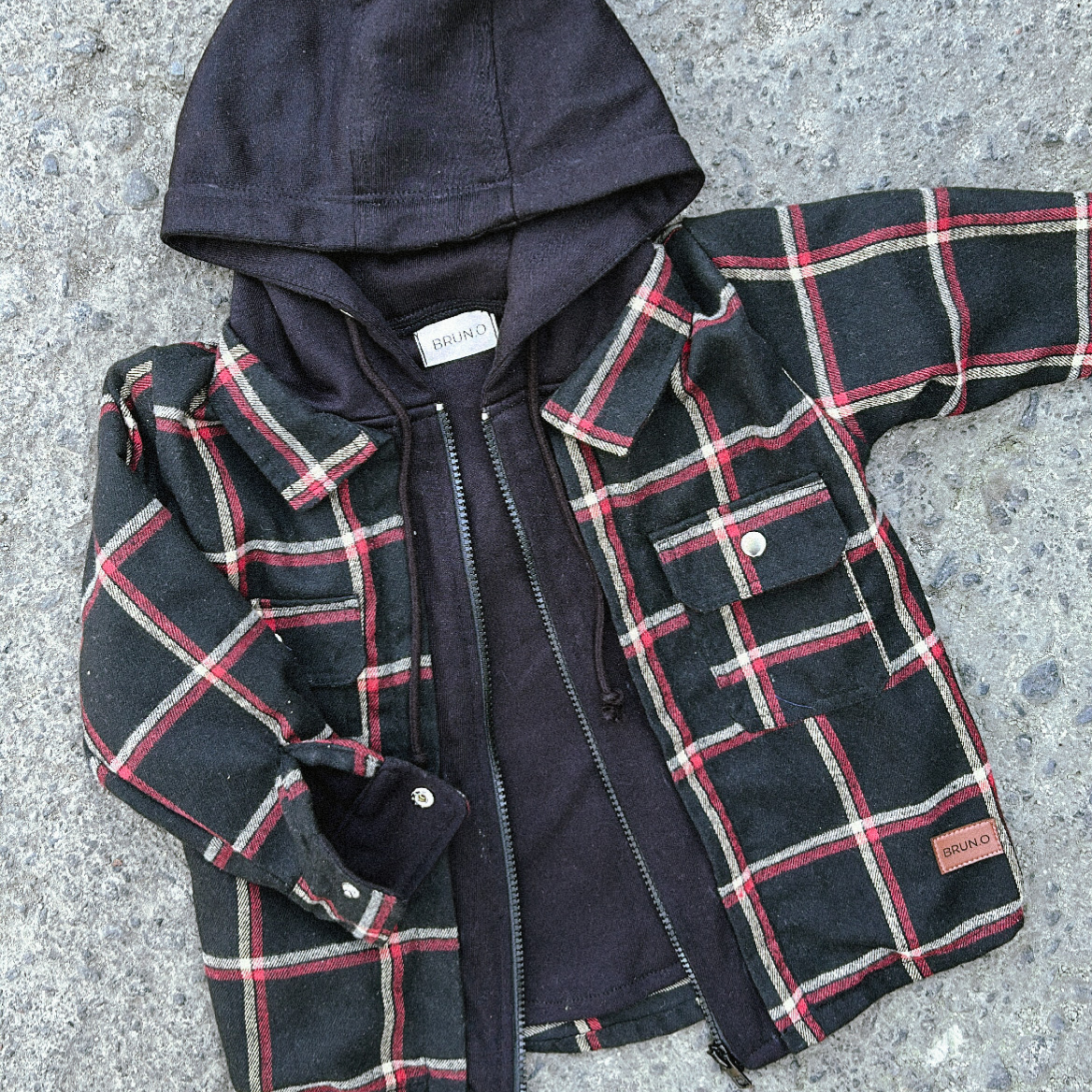 Black Zip Flannel Jacket
