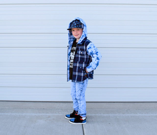 Navy Tie Dye Flannel Jacket