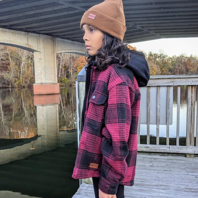 Burgundy Maroon zip Flannel Jacket