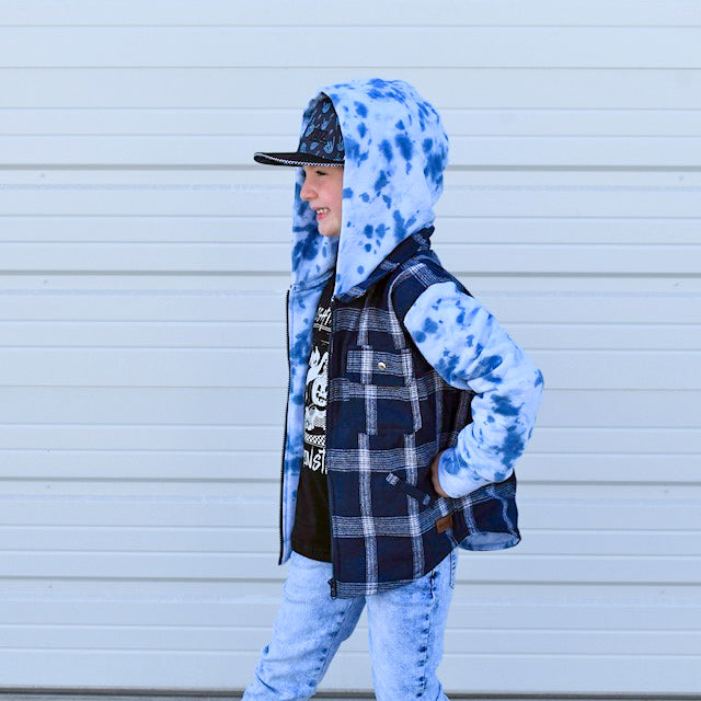 Navy Tie Dye Flannel Jacket
