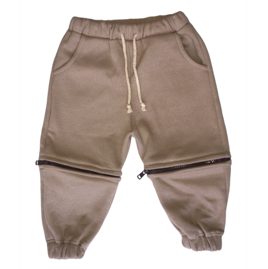 Beige Zipper Joggers