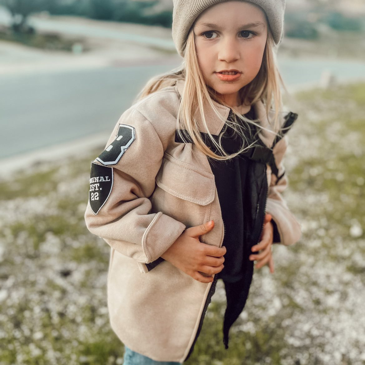 Beige Signature Bomber