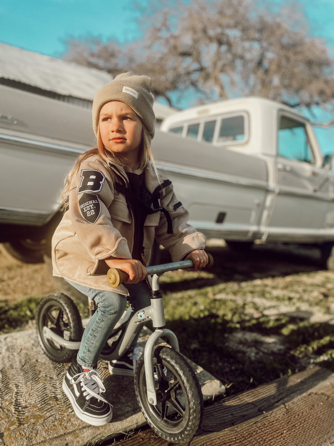 Beige Signature Bomber